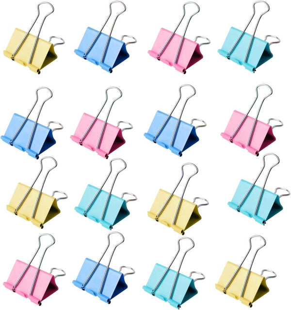 Small Colorful Binder Clips, 1 inch Length, for Office (64 Pcs)