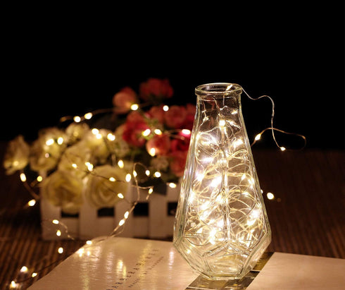 2 Pack 20 Feet 60 Warm White LED Battery Operated Fairy Lights with Remote Control Timer for Party Wedding Decor