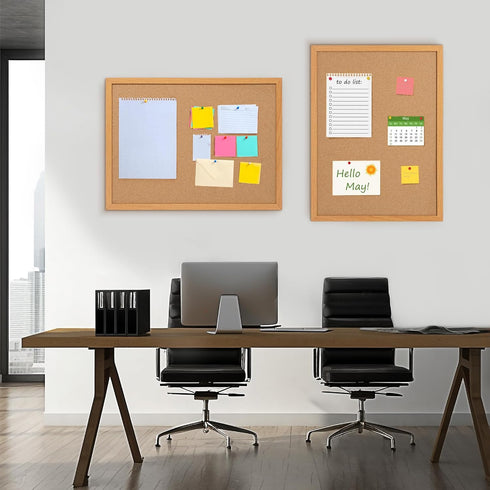 Board2by Cork Board Bulletin Board 18" x 24", Wood Framed Corkboards for Wall Decor, Large Hanging Office Message Board
