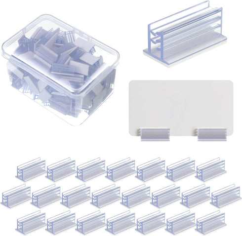 Self Adhesive Sneeze Guard Holder, Acrylic Panels Holder, Name Tag Holders for Desks, 1 x 0.5 x 0.5''