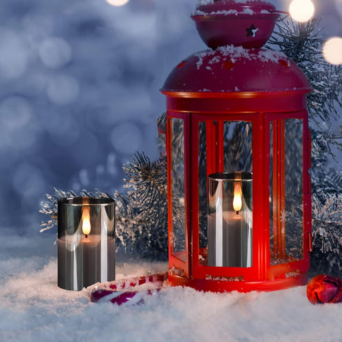 6Pack 2"X3" w/4 Timers+2 VIODAIM Glass Flickering Flameless Candles with Remote, Real Wax Votive Candles Battery