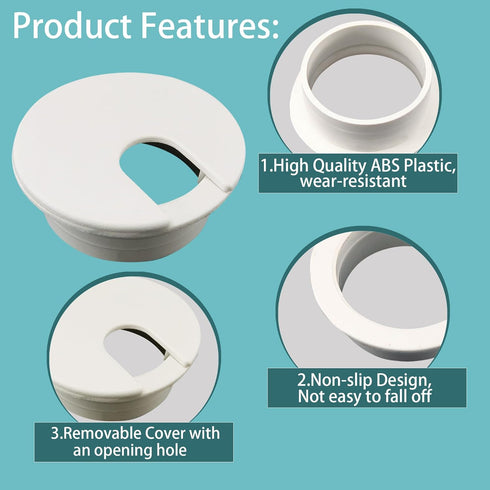 1-3/8 inch Plastic Desk Grommet, Wire Cord Cable Hole Cover, 6PCS for Office Computer Table Organizer