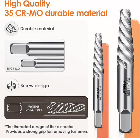 12 Set, Set Pcs Screw Extractor and Left Hand Drill Bits Easy Out Bolt Extractor Spiral Flute Stripped Screw Remover