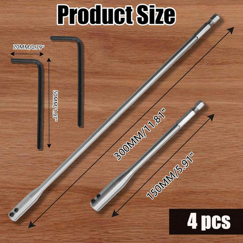ISDVBUY 4 Packs Sets, 6 12 Inch, Drill Bit High-Carbon Steel Spade Drill Bits Extension Key and Wood Spade Bit