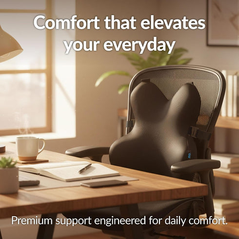 Everlasting Comfort Lumbar Support Pillow for Office Chair - Memory Foam Back Cushion for Car Seat - Promotes Better