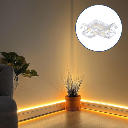 Styquenzer 12 8mm 2-Pin 5V/9V/12V/24V Pcs COB LED Strip Light Connectors, LED Strip, Gapless L-Shaped Corner