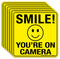Smile You're On Camera Sign Stickers, 6 Pack - 6 x 6 Inches - Laminated for Ultimate UV, Weather, Scratch Resistance