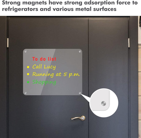 Magnetic Dry Erase Board for Refrigerator, Clear Acrylic Note Board, 14.2"x11" for Home and Office Use