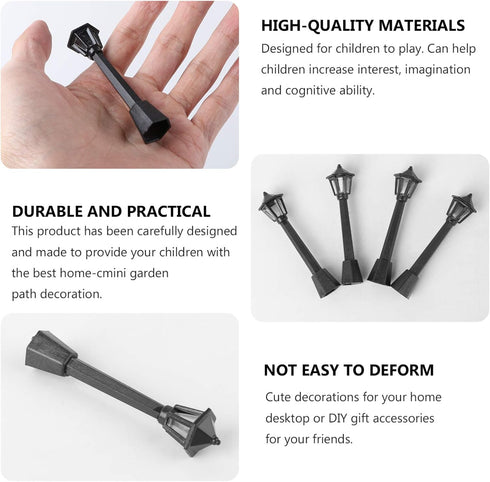 SEWACC Mini Street Light Models, 6pcs Miniature Street Lamp Decorative Pathway Lantern Post for Doll House Micro