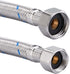 sumerain Braided Stainless Steel Faucet Supply Lines 24 Inch Length 1/2-inch FIP x 3/8-inch Compression Faucet Connector Flexible Hose, Pack of 2