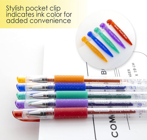 BAZIC Scented Glitter Neon Metallic Gel Pen, 24 Color Smooth Writing for Drawing, Art Christmas Gift