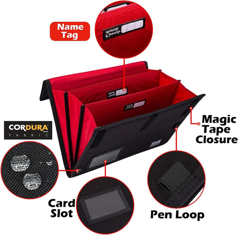 Rough Enough Expanding File Folder, Portable Document Bag Organizer for Office Travel in Black Cordura