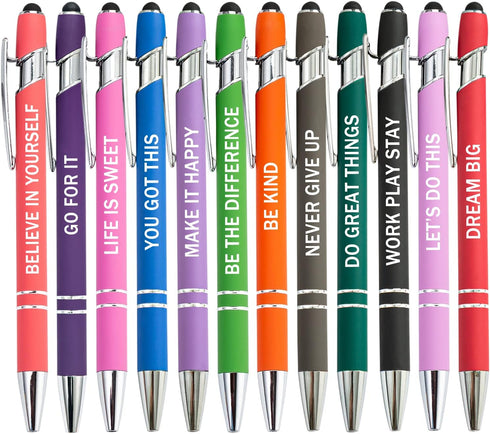 PASISIBICK 12 Pieces Snarky Motivational Quotes Ballpoint Pens, Black Ink, Office Encouraging Scriptures (12 Color)