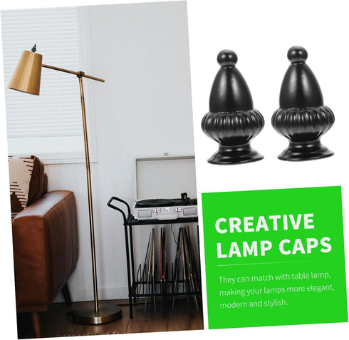 TOBBOMEY 2Pcs Decorative Lamp Finial for Table and Floor Lamps Unique Knob with Polished Base Compatible with Harp