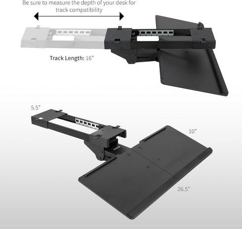 VIVO MOUNT-KB04C Adjustable Computer Keyboard and Mouse Platform Tray Deluxe Smooth Rolling Track Under Table Desk