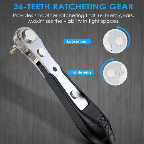 37pcs Mini Ratchet Screwdriver Set with 1/4" S2 Steel Bits, 90 Degree Right Angle Screwdriver, Magnetic Bit Holder