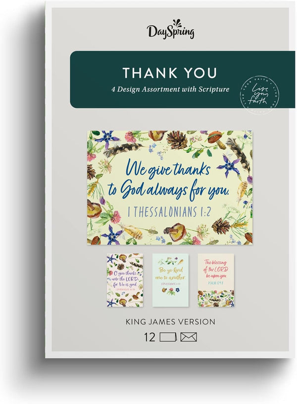 Dayspring - We Give Thanks - 4 Nature Design Assortment with Scripture -