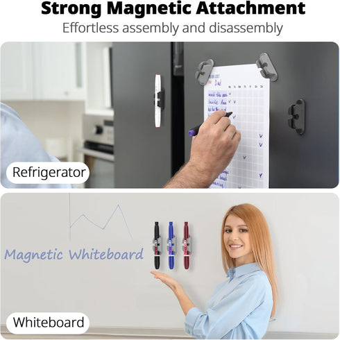 OUTXE 10-Pack Magnetic & Adhesive Pen Holder with Dual Slots, Easy Organize & Access for Desk, Wall, Refrigerator