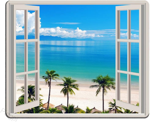 pingpi Mouse Pad - Tropical Island Beach Nature Paradise Panoramic Picture, Custom Design, 9.5 X 7.9 Inch