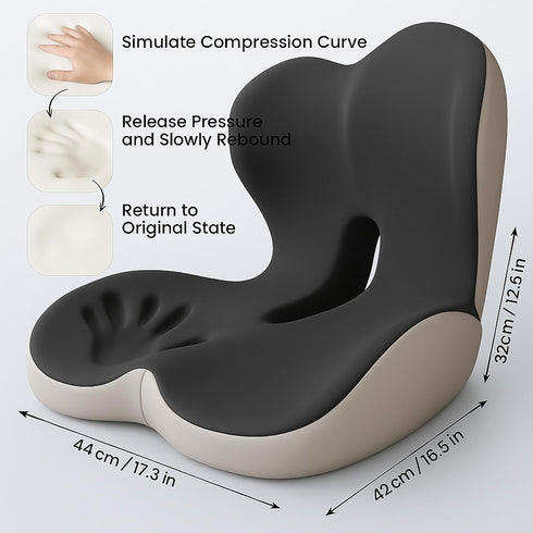 Set Premium Ergonomic Seat Cushion with Back Support, Non-Slip Base for Office Chair, Memory Foam Lumbar Pillow, Back