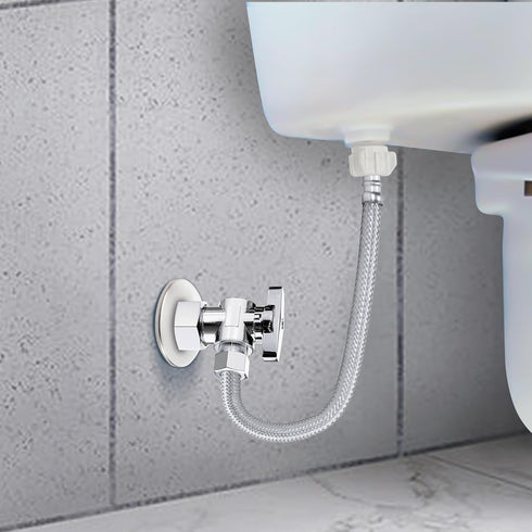 VINTEX Toilet Connector Plumbing Kit, Complete Toilet Set Valve with 12" Long Stainless Steel Connector Hose