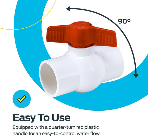 1-1/2 Inch 40 20119 Eastman Slip Schedule PVC Quarter Turn Ball Valve, Brass Plumbing Fitting