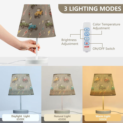 Kcldeci Bedside Table Lamp for Bedroom Jeep and Lighting Bolts Farmhouse Lamps for Living Room Night Light for End