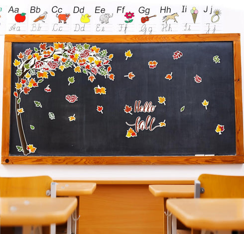 Happy Fall Big Tree Bulletin Board Set, Autumn Tree Decoration with Maple Leaves & Pumpkins for Classroom