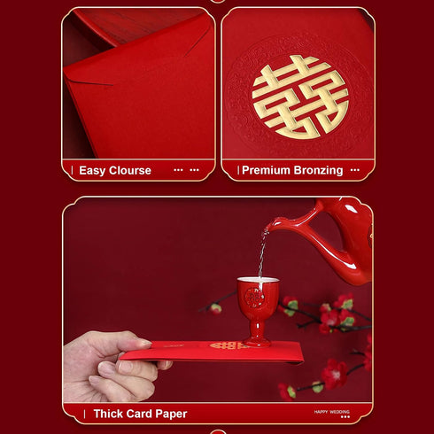 Chinese Red Envelopes for Wedding - 10 Pieces Traditional Lucky Money Envelopes for Chinese Weddings
