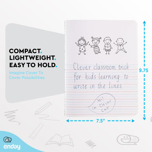 Enday Primary Journal Grades K-2, Half Page Ruled Composition Notebook for Kids, 100 Sheets, Purple (2 Pack)
