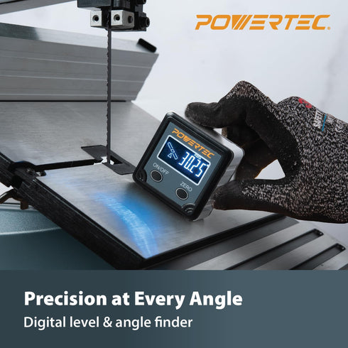 POWERTEC 71828 Digital Angle Gauge, Protractor and Level Box for Woodworking, 1 Pack