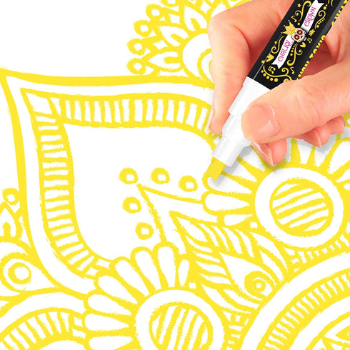CHALKY CROWN Liquid Chalk Marker Pen, Dry Erase Marker for Chalkboard Signs, 6mm Reversible Tip, Yellow