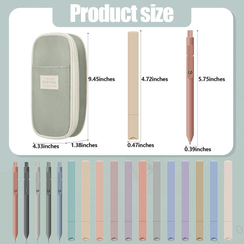 Henoyso 18 Pcs Aesthetic Bible Study Supplies, Big Capacity Pen Bag with Zipper, 12 Pcs Chisel Tip Highlighters