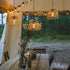 Bulb 4*AA Outdoor Pendant Light Chandelier for Gazebo Battery Operated Boho Hanging Lamp Handmade Rattan Decorative
