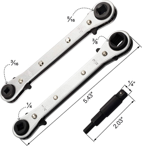 ANCIRS Ratchet Wrench 3/16 to 3/8, HVAC Service Wrench with Hexagon Bit Adapter Kit