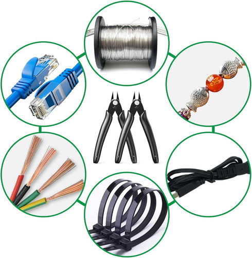 BOENFU Black Precision Wire Cutter, Jewelry Zip Tie Cutters, Flush Cutters, Nippers, Small Side Cutting Pliers, 1-Pack