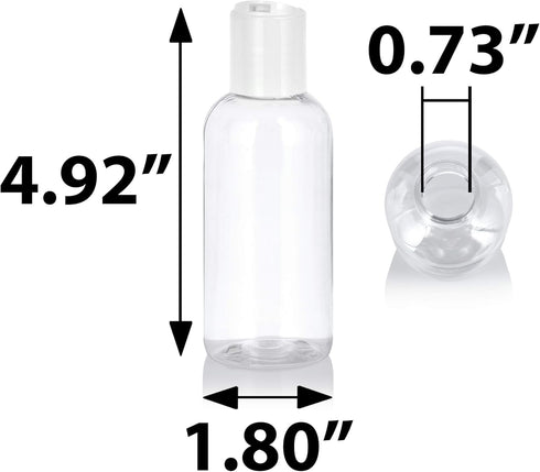 JUVITUS 4 oz Clear Plastic PET Boston Round Bottle with White Disc Cap, 12 Pack (BPA Free)