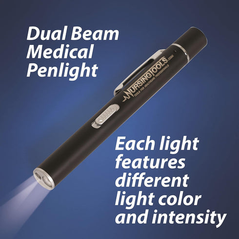 Dual Beam Penlight for Nurses, Students & Medical Doctors, USB LED Rechargeable with Pupil Gauge & 4 cm Measurements