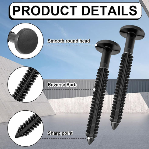Blulu 120 3 Inch Pcs Vinyl Shutter Fastener Window Panel Peg Lok Pin Pegs Screws Shutter Spikes Anchor (Black)