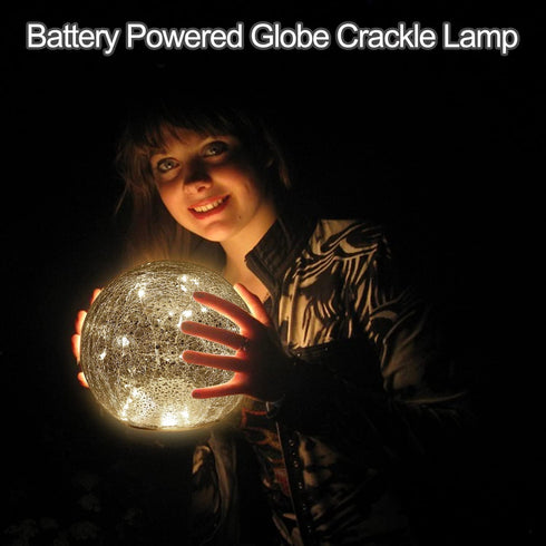Mercury Crackle LED Glass Globe Ball Lamp, Battery Operated Night Light for Girls, Birthday, Halloween,Christmas