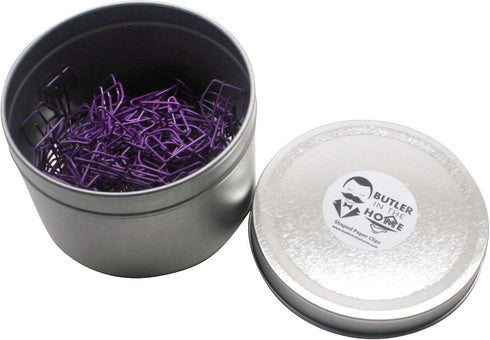 Butler in the Home 100 Count Wine Glass Shaped Paper Clips, Great for Collectors or Office Gift - Comes in Round Tin