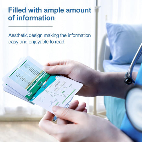 Nano Shield 96 Nursing Badge Reference Cards, Nursing School Essentials Set Lab Values EKG Spanish Translation