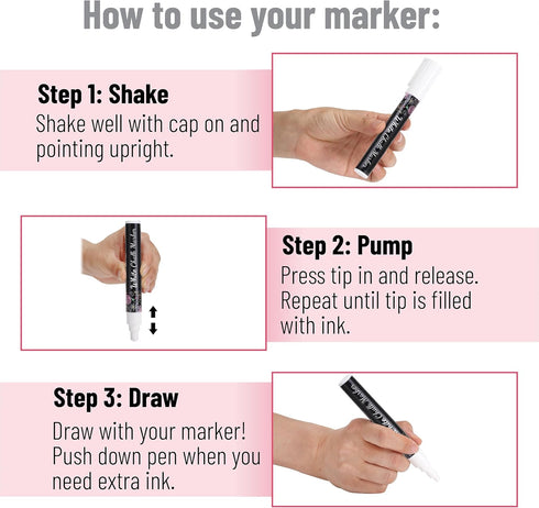 Mr. Pen White Chalk Markers, 4 Pcs Assorted Size Liquid Chalk Pen for Chalkboards