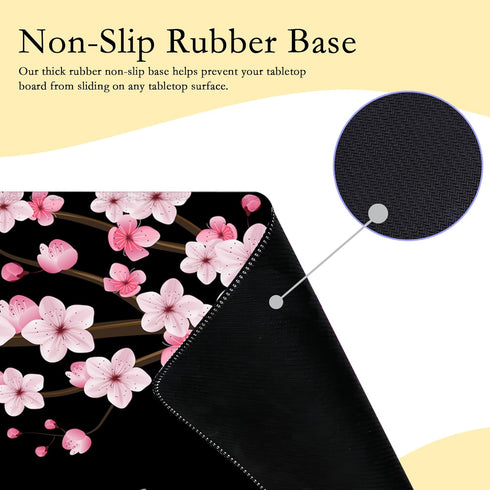 Gaming Mouse Pad with Stitched Edges, Sakura Cherry Blossoms Extended XL Desk Mat with Anti-Slip Base, 35''×15.7''