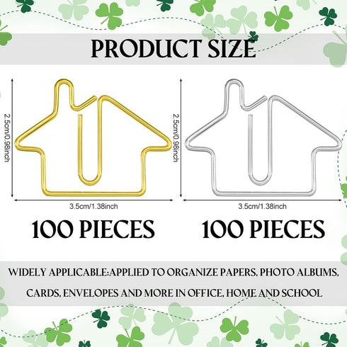 Yeaqee 200 Pcs House Shaped Paper Clips Bookmarks Real Estate Agent Supplies Gold Silver Fun Paperclips Bulk for Kids Student School Office Home Classroom Desk Accessories Gift by Yeaqee