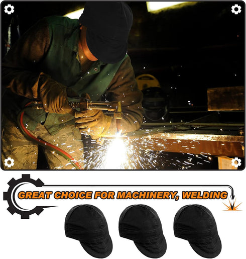 3 Pcs Welding Caps for Men, Flame Resistant Cotton Welders Hats, Mesh Inside Liner, Low Crown Beanie