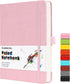 Lined Journal Notebook, Hardcover, 216 Pages, A5 College Ruled, 100gsm Thick Paper, Pen Loop, Inner Pocket, Pink