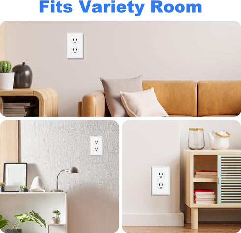 Duplex Wall Plates, Electric Receptacle Outlet Cover, 1-Gang Standard Size 2.76"W x 4.5"H, Glossy White (20 Pack)