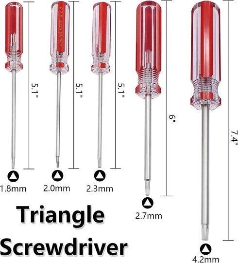 Kyuionty 5Pcs Set 1.8mm, 2.0mm, 2.3mm, 2.7mm, 4.2mm, Triangle Head Screwdriver Magnetic Screwdriver Triangle Screws
