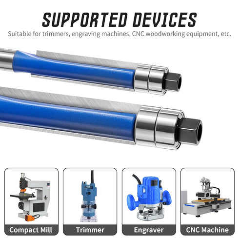 1/2 Inch 5/16" 1-3/16 Shank Flush Trim Router Bit, Diameter Top Double Bearing Router Bit, Carbide Tipped Straight
